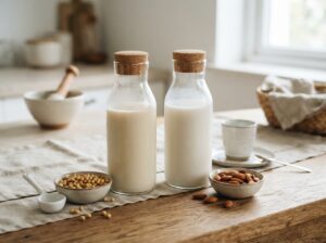 Sojamilch oder Mandelmilch